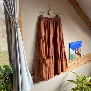 100% linen tiered skirt with pockets - size M